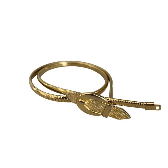 Vintage stretchy Gold tone Statement waist Belt one size main image 5